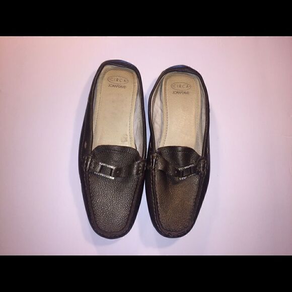 Circa Joan & David Brown Leather Jeweled Slides - Picture 2 of 4